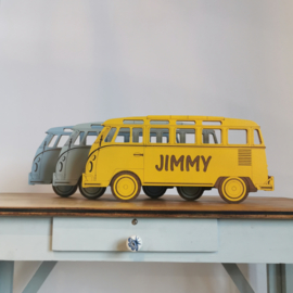 Houten VW bus met naam