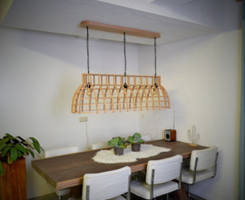 Grote stoere houten hanglamp 'Cone Stretch' | naturel