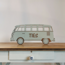 Houten VW bus met naam