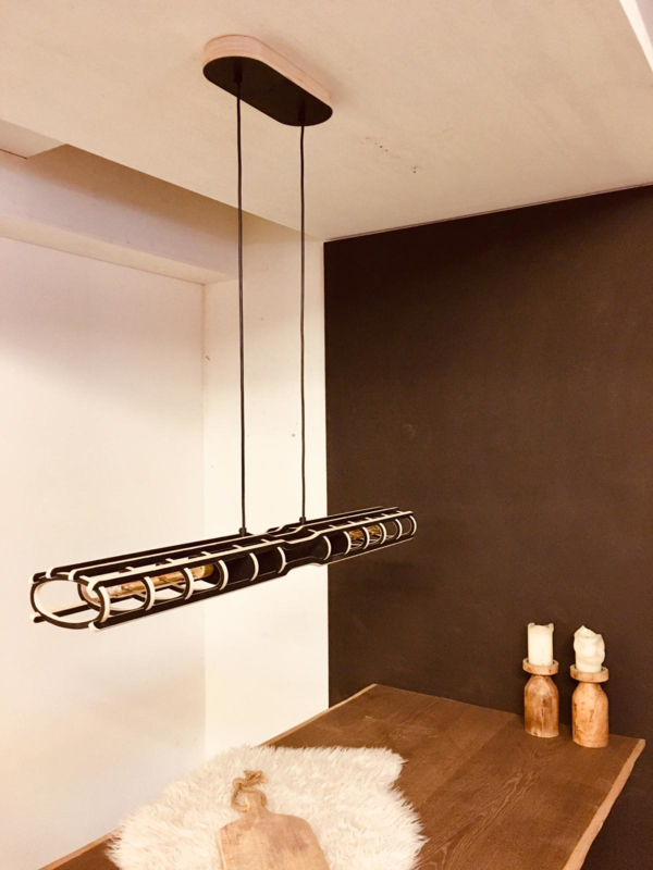 Exclusieve design hanglamp 'SideBySide' zwart | HOUTEN LAMPEN | De Lingehof-shop