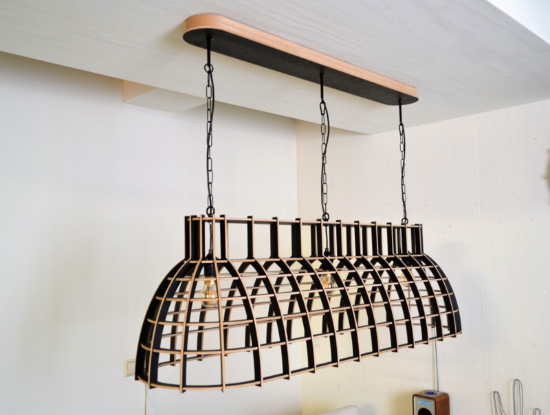 Houten hanglamp 'Cone Stretch' | wit, grijs of zwart