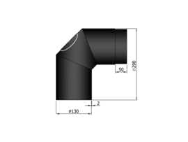 EW130 - Bocht 90°  met deur Zwart