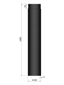 EW150 - 100 cm Zwart Emaille