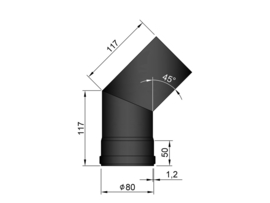 Pelletkachelpijp 80 mm - Bocht 45°