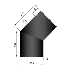 EW150 - Bocht 45°  Zwart