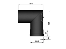 Pelletkachelpijp 80 mm - Haakse bocht 90° met luik