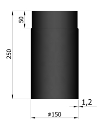 EW150 - 25 cm Zwart Emaille