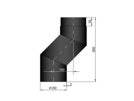 EW150 S-bocht versleping 10 cm Zwart