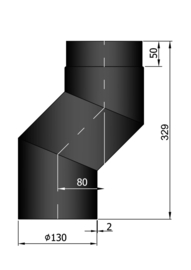 EW130 S-bocht versleping 8 cm Zwart