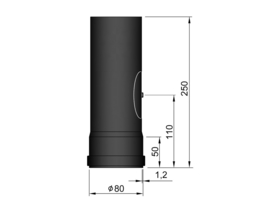 Pelletkachelpijp 80 mm - 25 cm met luik