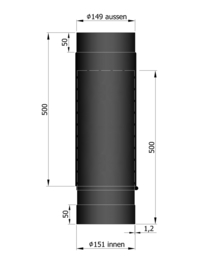 EW150 - Schuifpijpset 59 - 91 cm  Zwart Emaille