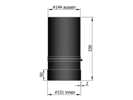 EW150 - 33 cm schuifpijp Zwart