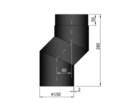 EW150 S-bocht versleping 8 cm Zwart