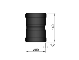 Pelletkachelpijp 80 mm - Mof/sok  Female