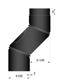 EW150 S-bocht versleping verstelbaar 0 - 14 cm Zwart
