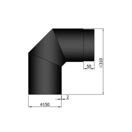EW150 - Bocht 90°  Zwart