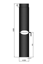 EW150 - 100 cm met smoorklep mét verjonging Zwart