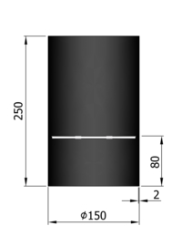 EW150 - 25 cm zonder verjonging  met condensring Zwart