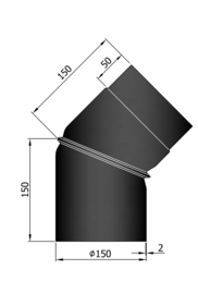 EW150 - Bocht 45°  verstelbaar - 2 delig Zwart