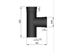 Pelletkachelpijp 80 mm - T-stuk 90°