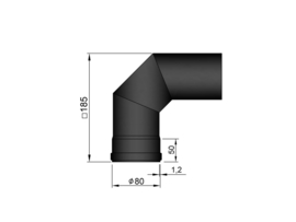 Pelletkachelpijp 80 mm - Bocht 90°