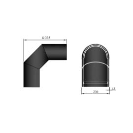 Dubbelwandig hitteschild voor kachelpijp 150 mm 90° Zwart