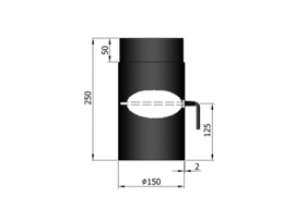 EW150 - 25 cm met smoorklep Zwart