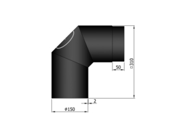 EW150 - Bocht 90°  met luik Zwart