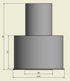 pelletkachelpijp verloop 80 mm - 149 mm