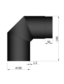 EW150 - Bocht 90°  Zwart Emaille