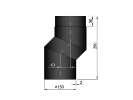 EW150 S-bocht versleping 4 cm Zwart