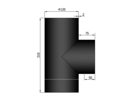 EW120 T-stuk met dop Zwart