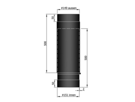 EW150 - 59 - 91 cm paspijp Zwart