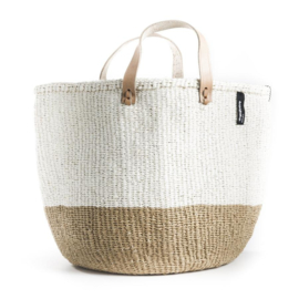 Tote bag van Mifuko in naturel met wit, maat M