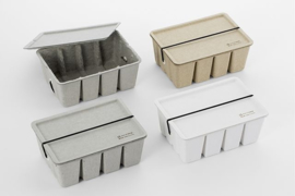 Pulp card box, verkrijgbaar in wit, beige en grijs, Midori