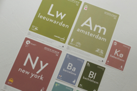 Poster A4, diverse steden, Label of the elements