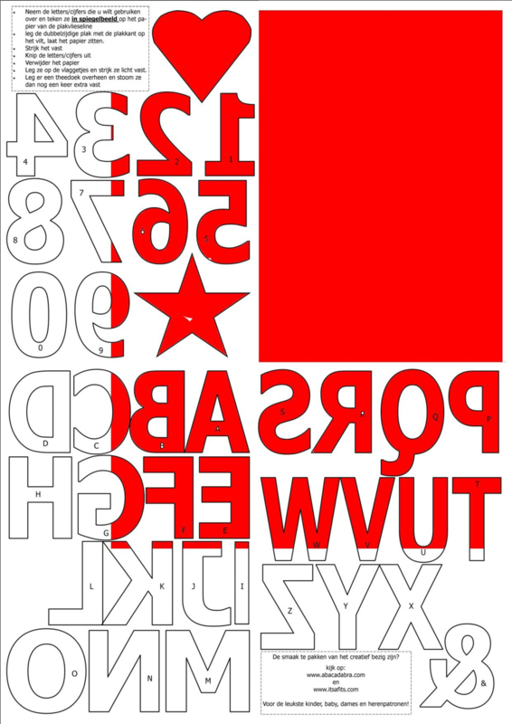 vilten cijfers en letters voor op de vlaggenslinger, rood