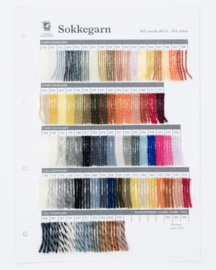 Kleurenkaart Hillesvåg Ullvarefabrikk - Sokkegarn: Fjære, Fjord, Fjell