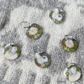 Emma Ball -  Six stitch markers for knitting - Felted Sheep