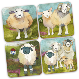 Emma Ball - Vier Onderzetters - Felted Sheep