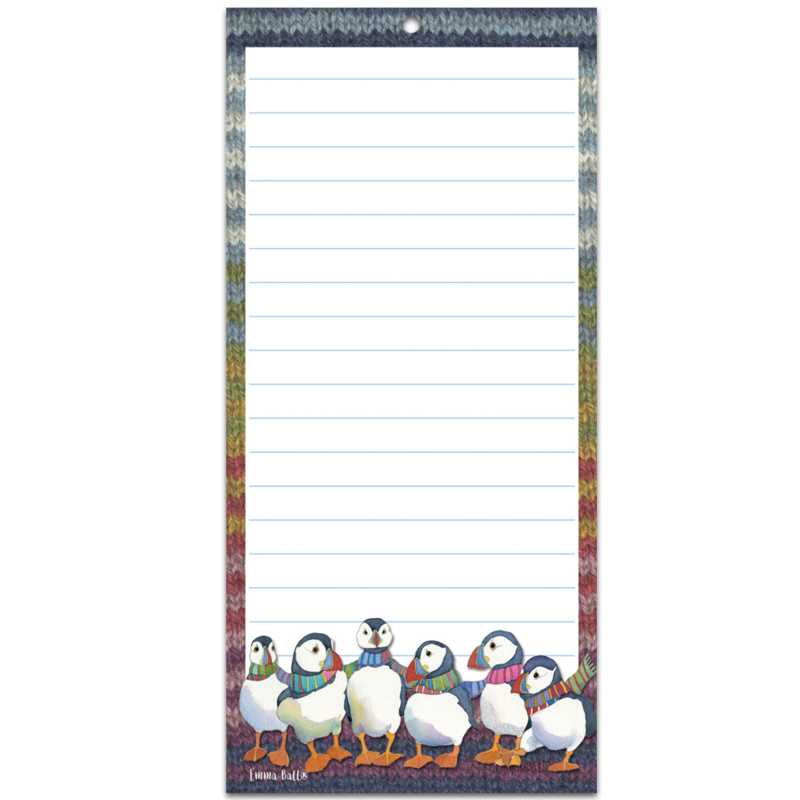 Emma Ball - Puffins in a Scarf -  Magnetic Notepad