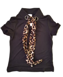 Shirt black "Classico" incl 2 strikken (zwart satijn en leopard)