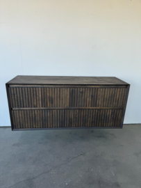 Badmeubel ribbelfront massief eiken zwevend charcoal | Bussum
