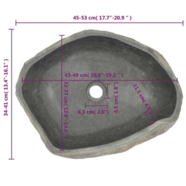 Waskom riviersteen ovaal  ca. 45-53 x 34-41 x 15cm