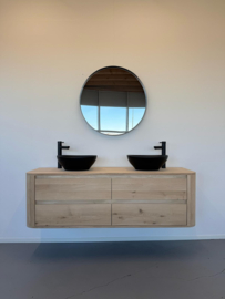 Eiken badkamermeubel curved met ronde hoeken 4 lades