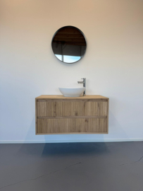 Eiken badkamermeubel ribbelfront model Amsterdam 2 lades