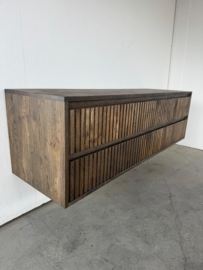 Massief eiken tv meubel ribbelfront softclose lades
