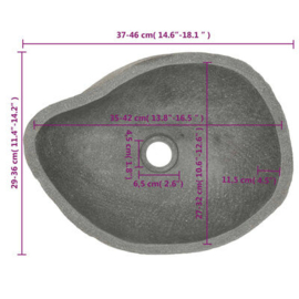 Waskom riviersteen ovaal  ca. 37-46 x 29-36 x 15cm