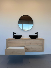 Eiken badkamermeubel curved met ronde hoeken 4 lades