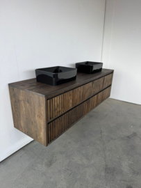 Eiken badkamermeubel Amsterdam met ribbelfront 4 lades